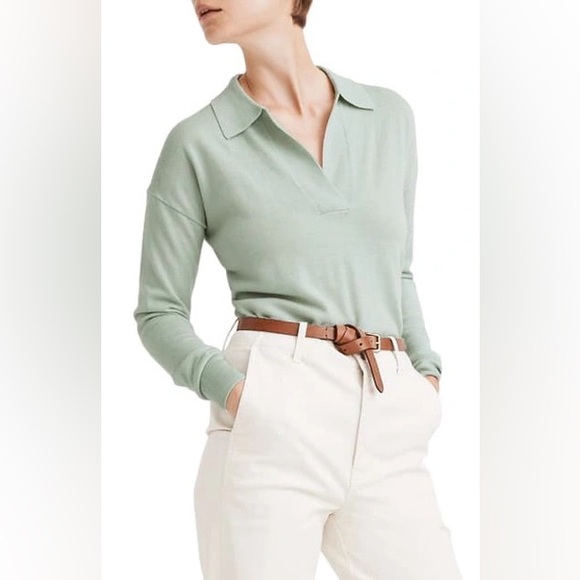 Madewell Sweaters - Madewell‎ Polo Sweater Merino Wool in Heather Mint size small